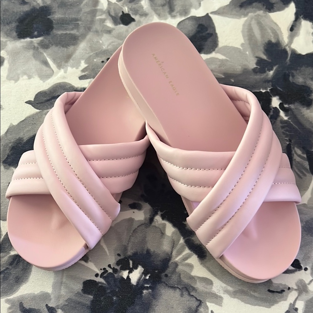 American Eagle Casual Pink Sandals with Diagonal Straps